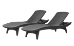Pacific Chaise Sun Lounger Set of 2 - Grey